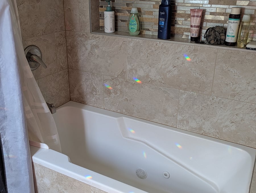 Master bathrom with tub.