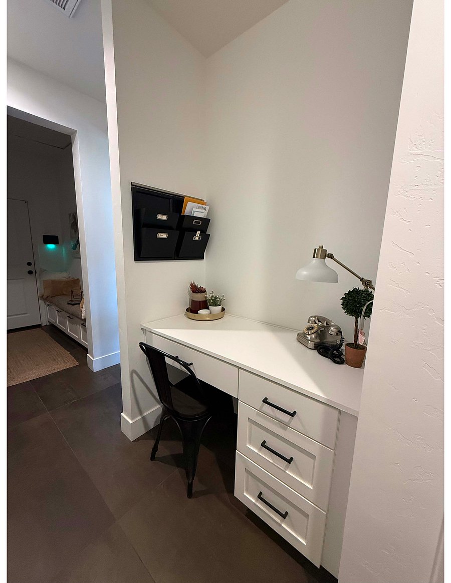 Desk area outside of private bedroom