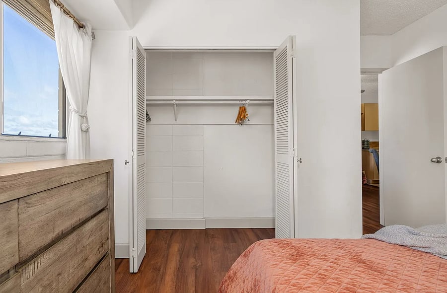 Master bedroom has a large closet