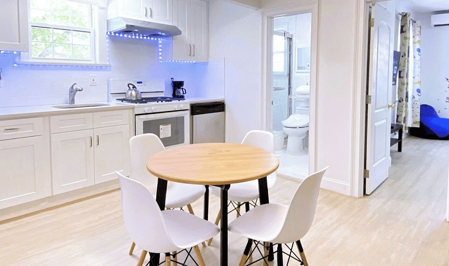 Dining area and spacious unit to prepare meal
