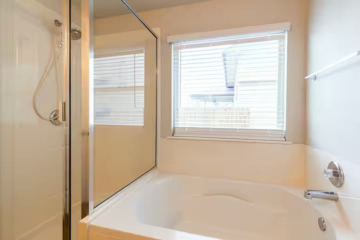 Master bath with shower and separate soaking tub