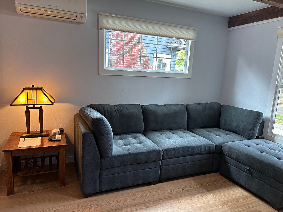 View of the living room couch.
