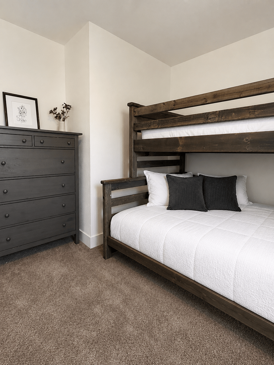 Bedroom #3 with Double on bottom & single on top bunk bed