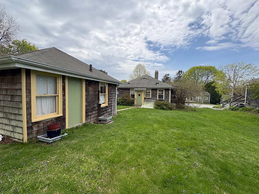 From yard looking back at house