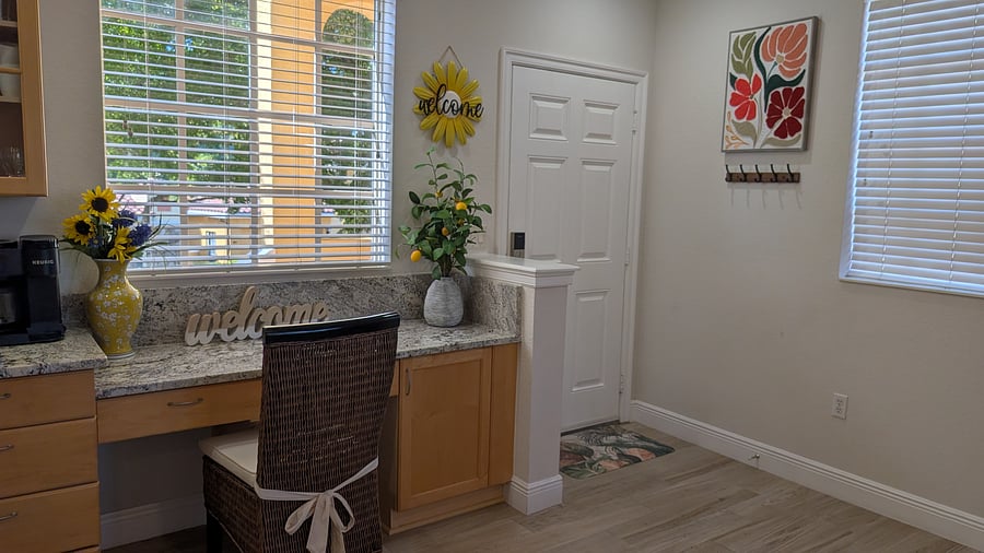 Desk and Front door