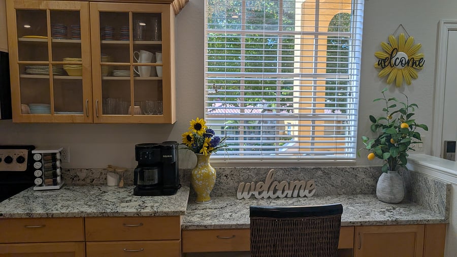 Desk in kitchen (includes printer)