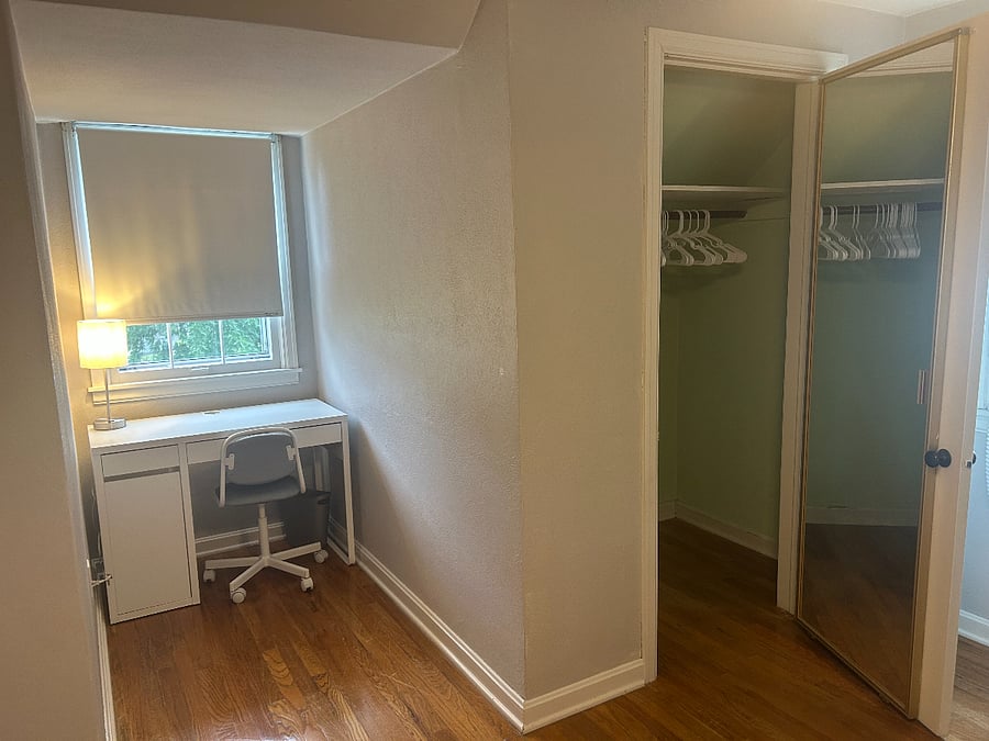 Upstairs Queen bedroom (2 of 2) with walk-in closet and desk in the nook area