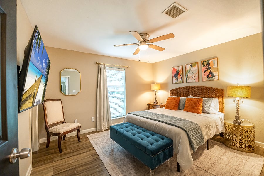 Bedroom #3 with a queen bed and nice size closet!