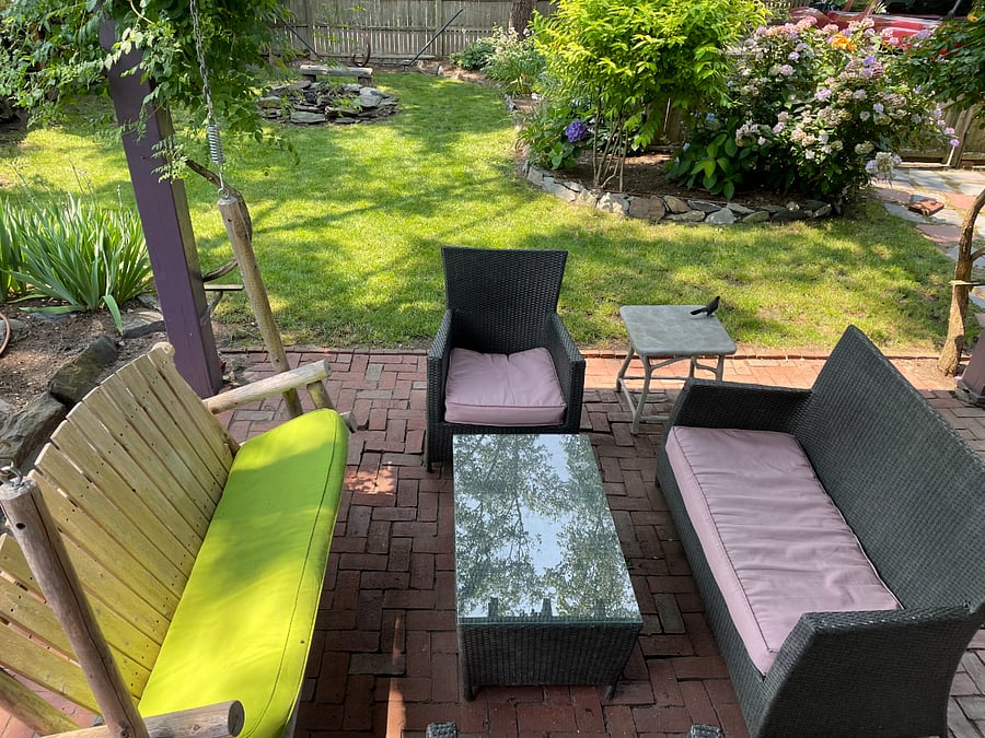 Patio in backyard