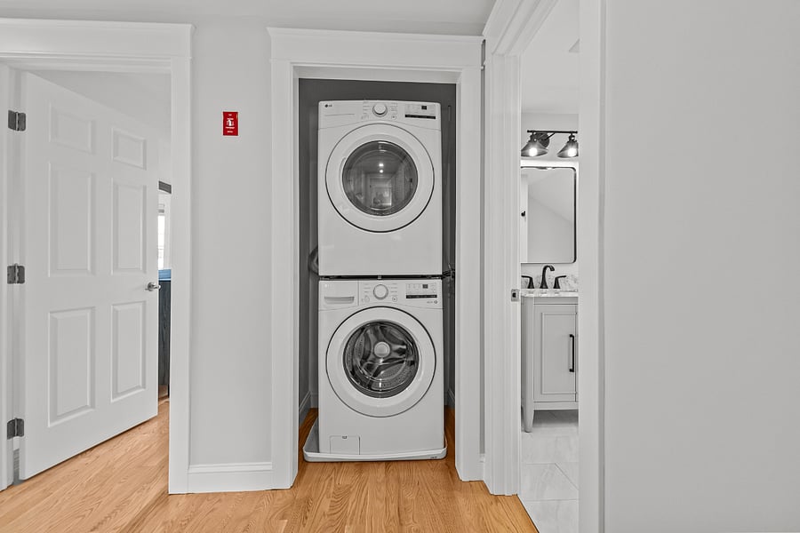 Washer and dryer located on second floor 