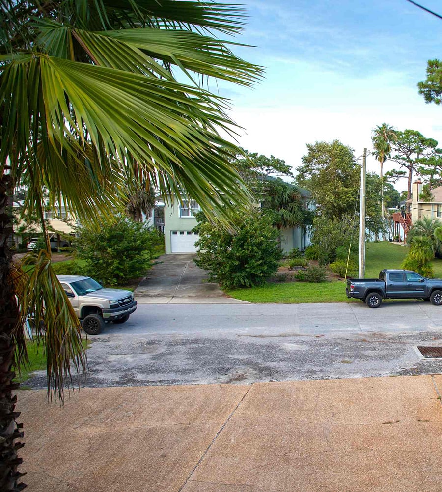 Front yard from covered balcony