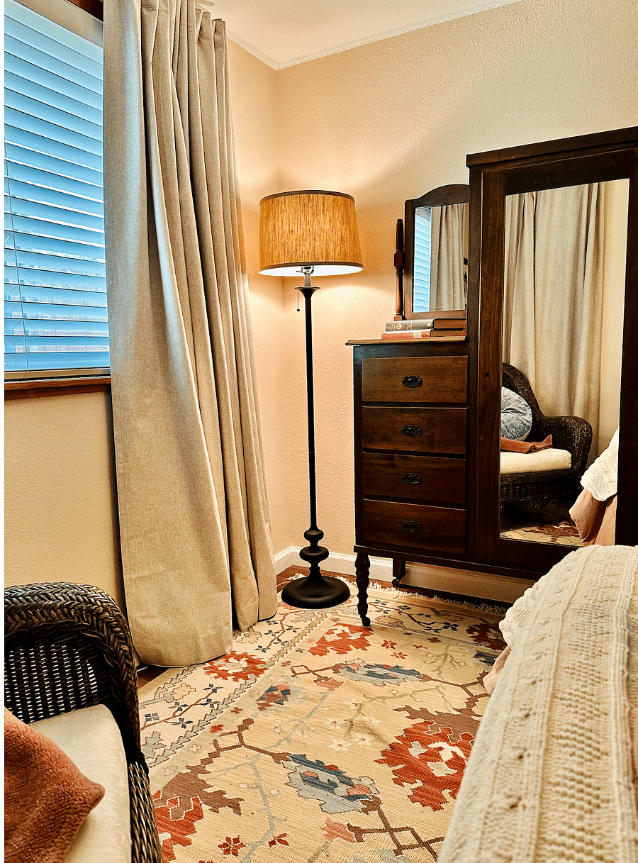 Bedroom Armoire and blackout curtains