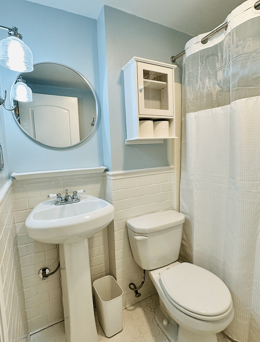 Bathroom with vintage subway tile