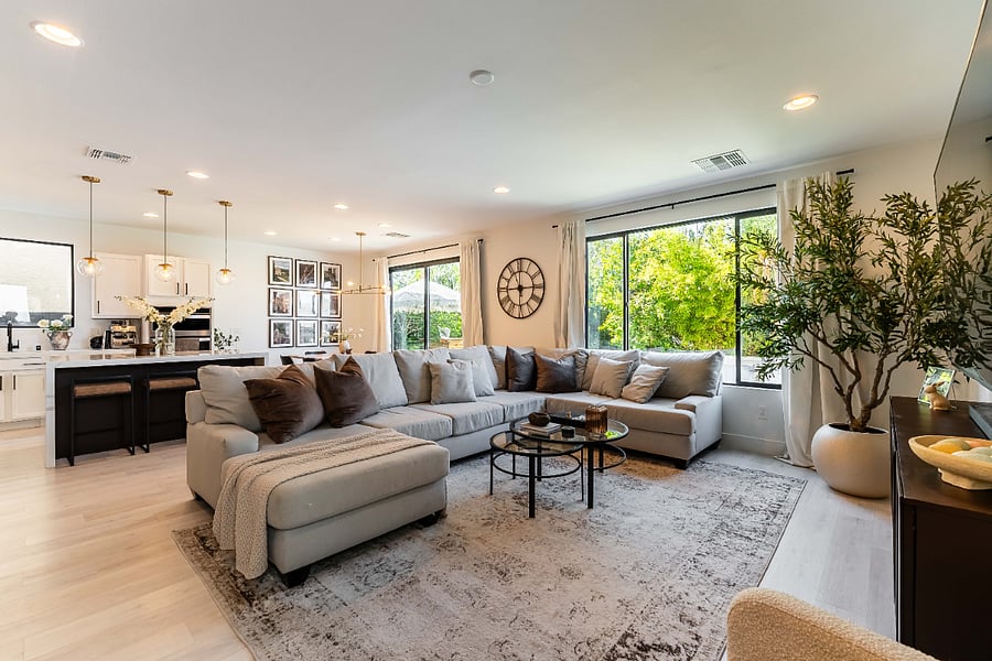 Spacious living room with comfortable seating.