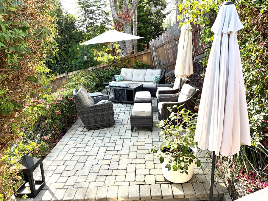 The private patio - exclusive to the tenant - with stunning views