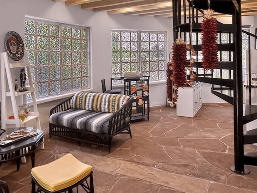 A spacious and bright interior invites you to relax, and lattice windows bring the outdoors inside.