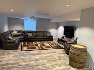 Family Room with leather electric reclining seating