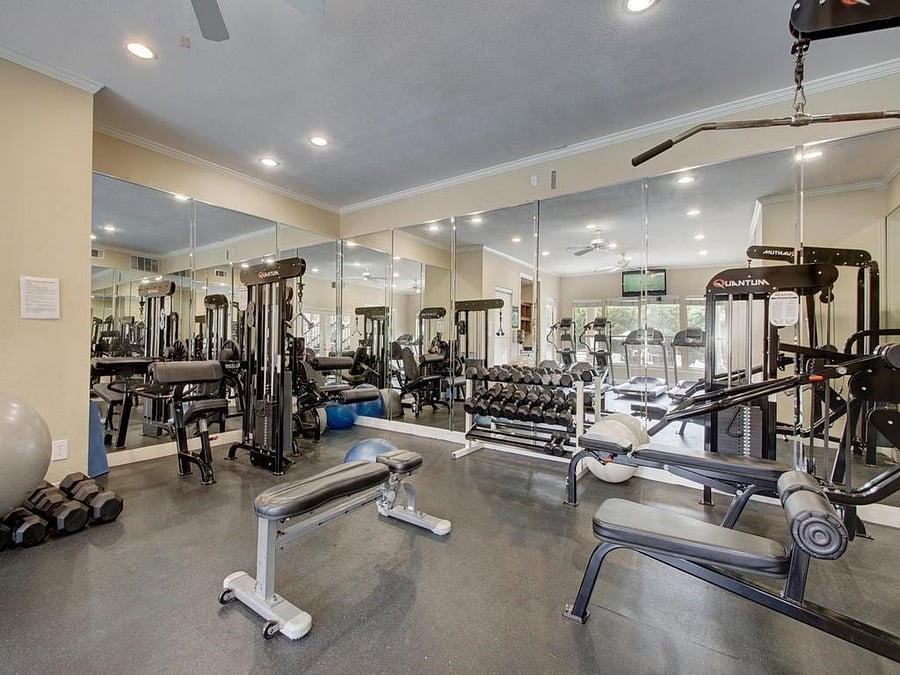 Gym with free weights and machines