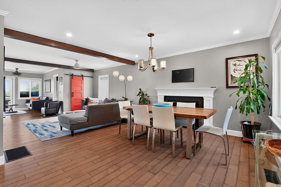 Open area with dining room