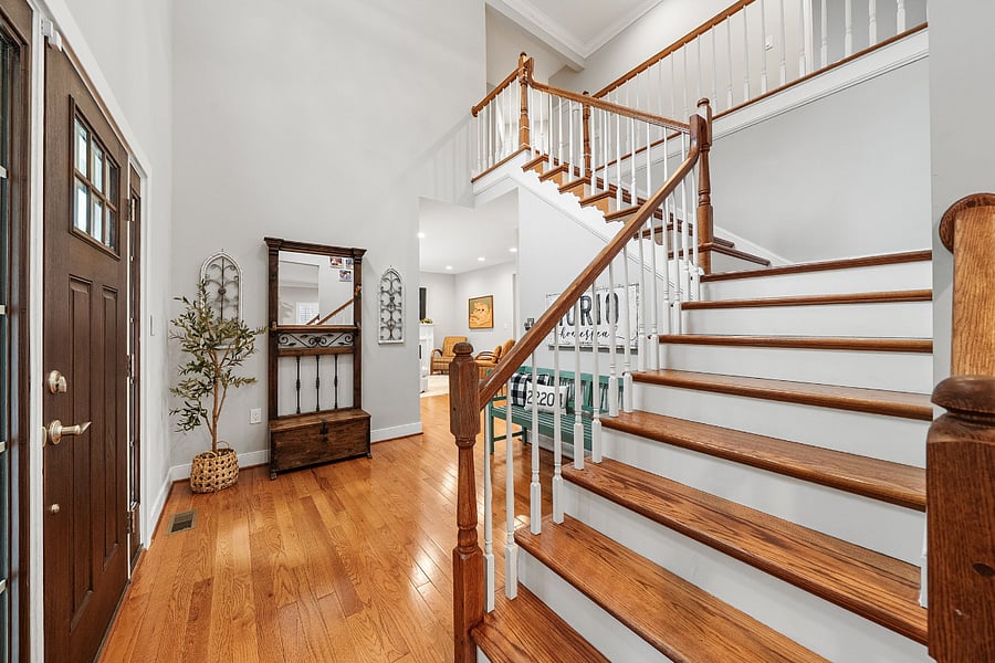A dramatic two-story foyer welcomes you into the home.