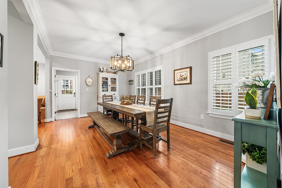 The spacious dining room connects effortlessly to the kitchen and living room.