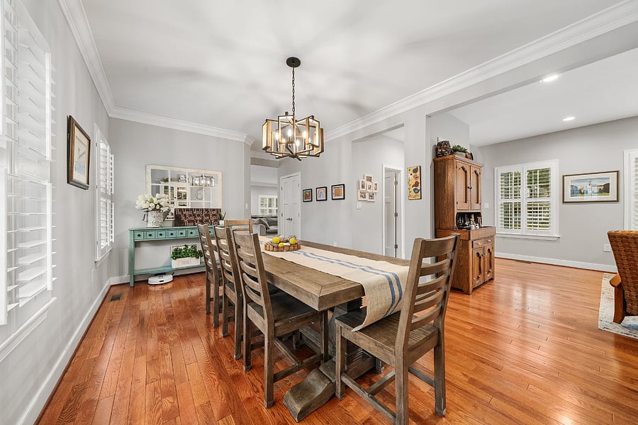 The spacious dining room connects effortlessly to the kitchen and living room.
