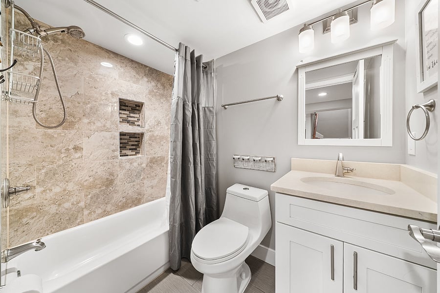 The basement includes a full bathroom.