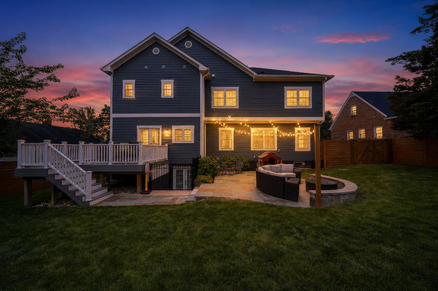 French doors off the kitchen open to a low-maintenance Trex deck overlooking a spectacular, fully reimagined backyard. Enclosed by a premium horizontal white cedar privacy fence, freshly stained in July 2026, the outdoor space features a gorgeous flagstone patio with a built-in sitting wall, tailored landscaping, and plenty of room for entertaining or relaxing outdoors.