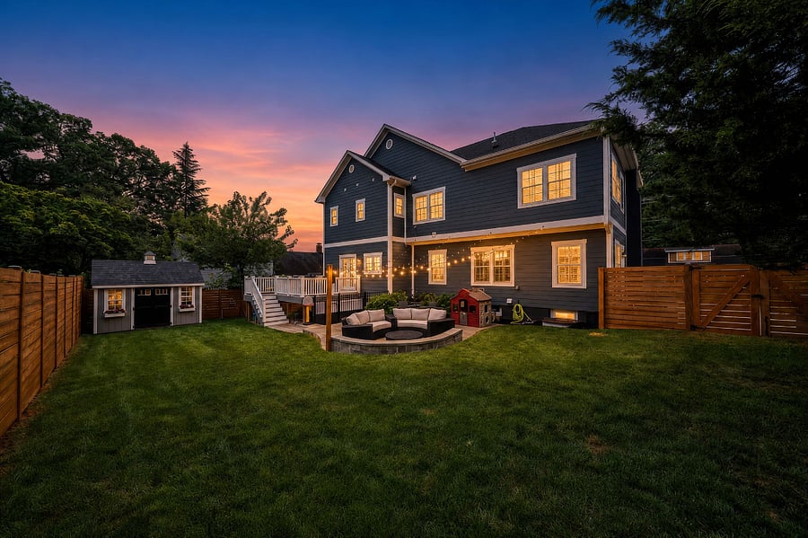 French doors off the kitchen open to a low-maintenance Trex deck overlooking a spectacular, fully reimagined backyard. Enclosed by a premium horizontal white cedar privacy fence, freshly stained in July 2026, the outdoor space features a gorgeous flagstone patio with a built-in sitting wall, tailored landscaping, and plenty of room for entertaining or relaxing outdoors.