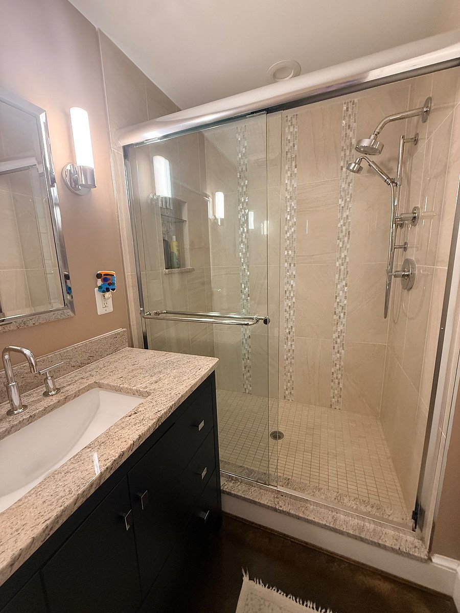 Modern bathroom with large walk in shower