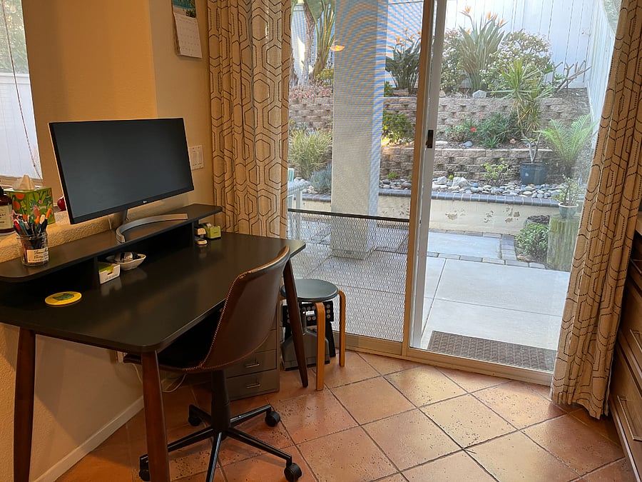 Kitchen nook workspace with monitor