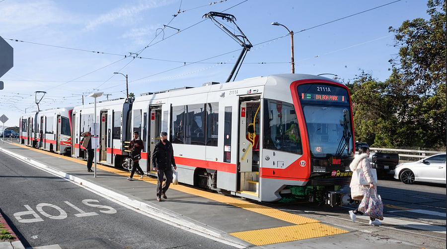 Muni runs in front of the home