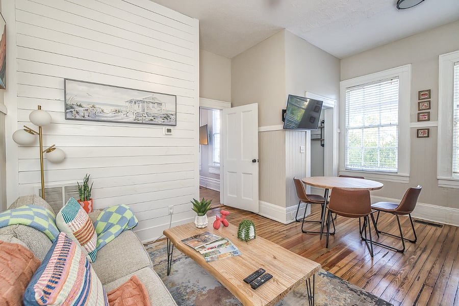Living room and dining area
