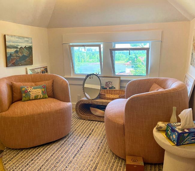 Attic nook with views of the city and nature
