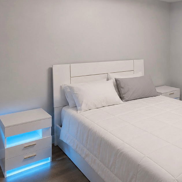 Comfortable, peaceful bedroom designed for a relaxing nights sleep with plenty of natural light.