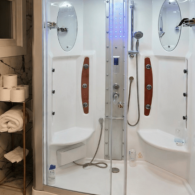 Private spa-style steam shower a relaxing amenity to enjoy right at home.