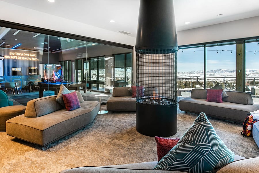 Canyon Haus lobby fireplace