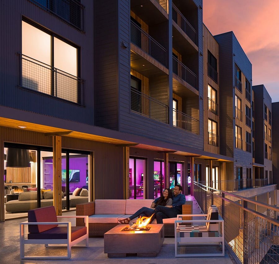 Canyon Haus outside lounge with fire pit