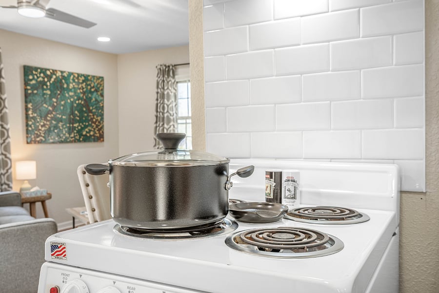Range with tea kettle