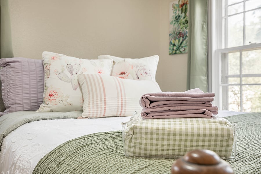 Bed with extra sheets