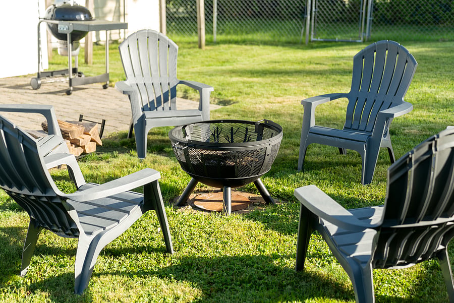 Back yard with fire pit