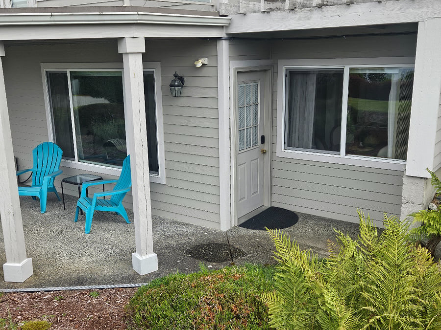 Rental Unit is located on the lower level of our family home. Photo shows the front door - a separate private entry with a keyless lock.