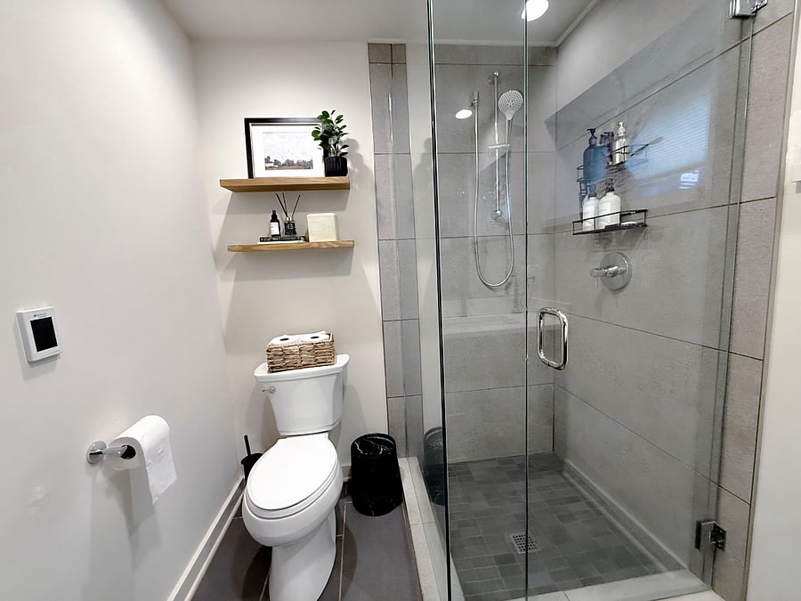 Heated tile floors and walk in shower