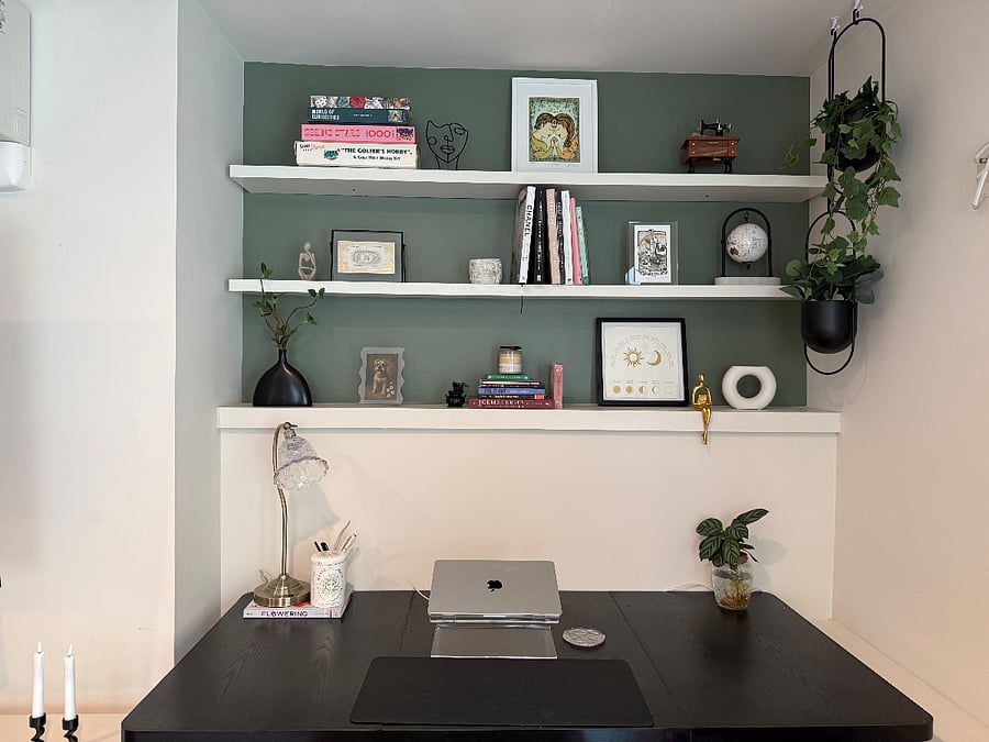 Designated work space with desk