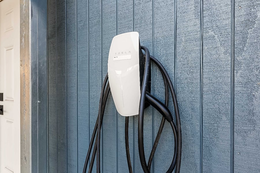 EV charger located in the rear parking area