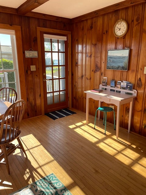 Back door with desk for laptop