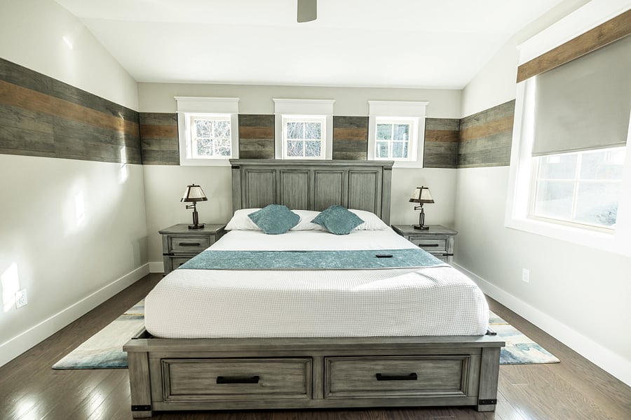Master bedroom containing a very comfortable and new King Sized bed.