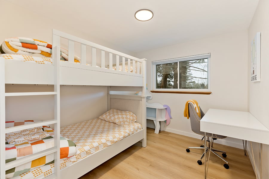 Bedroom 3: twin over twin bunk + desk space