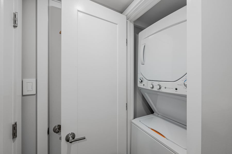 Built-in washer and dryer in unit.