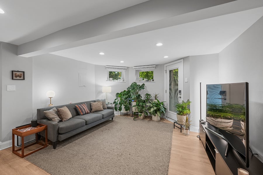Large living space with plenty of light.